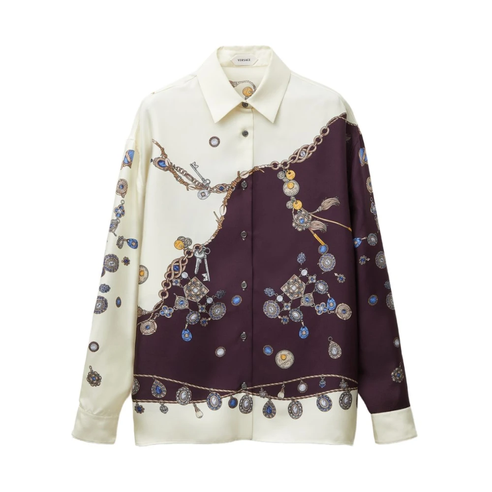 Versace Shirts, Female, M, Printed Silk Twill Shirt Multicolor