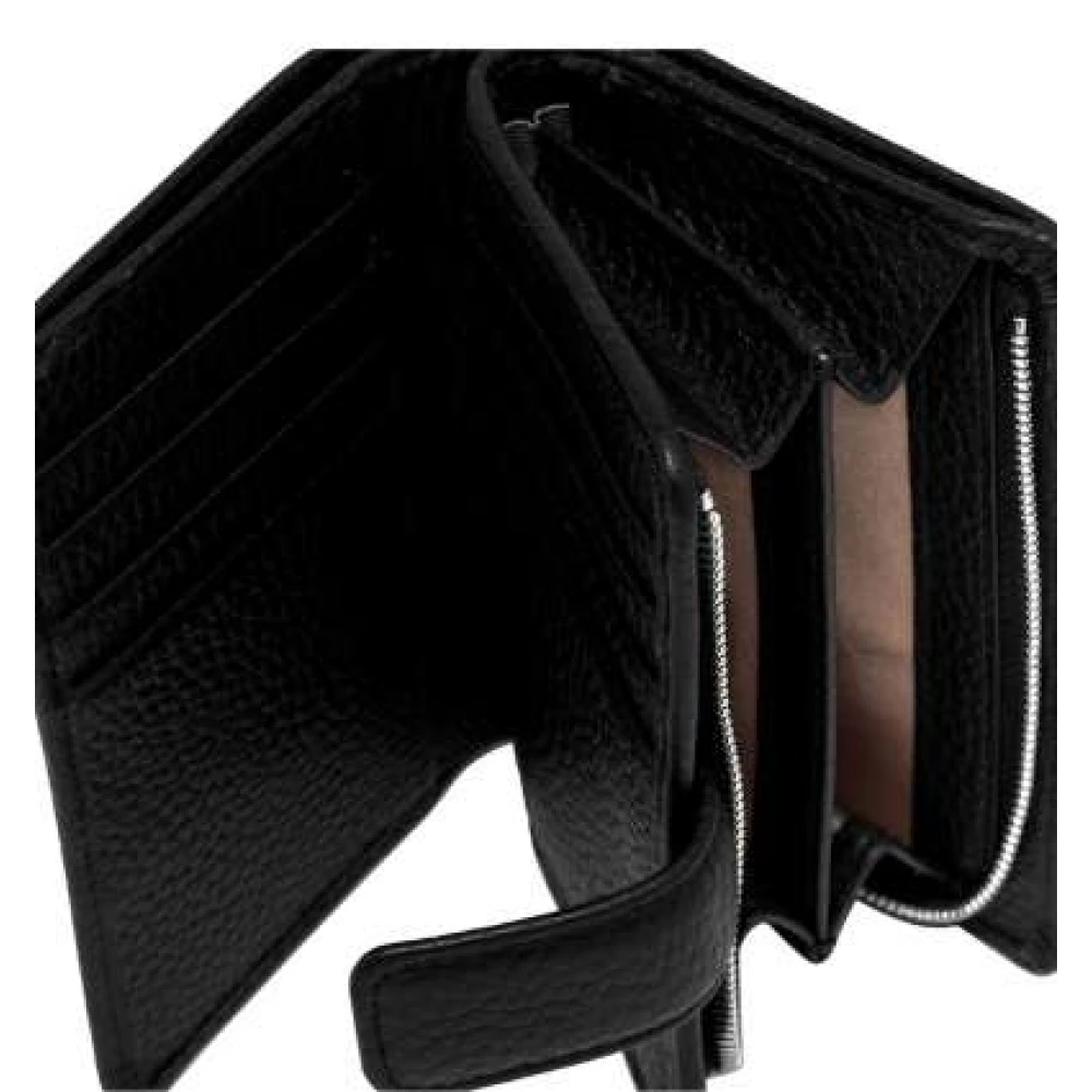 Gianni Chiarini Zwarte Gehamerde Leren Portemonnee Black Unisex