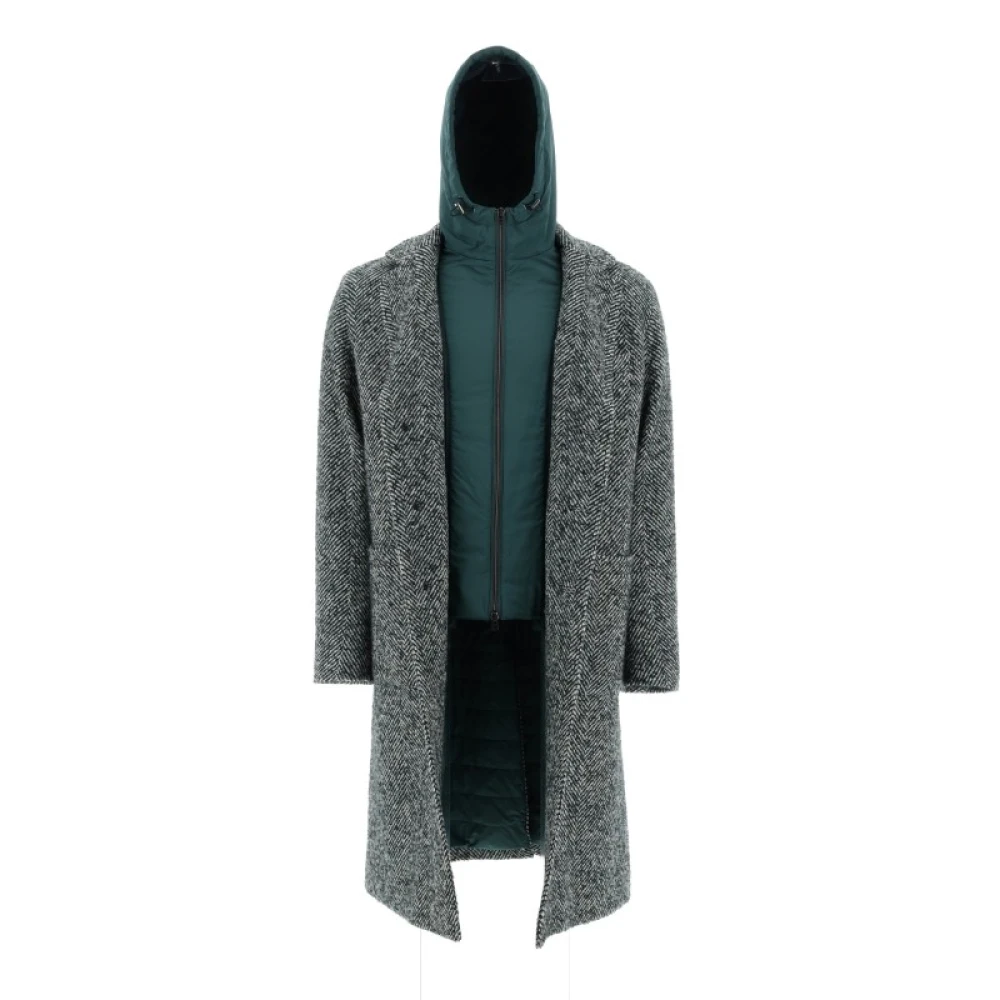 Herno Wol Herringbone Jas Black Heren