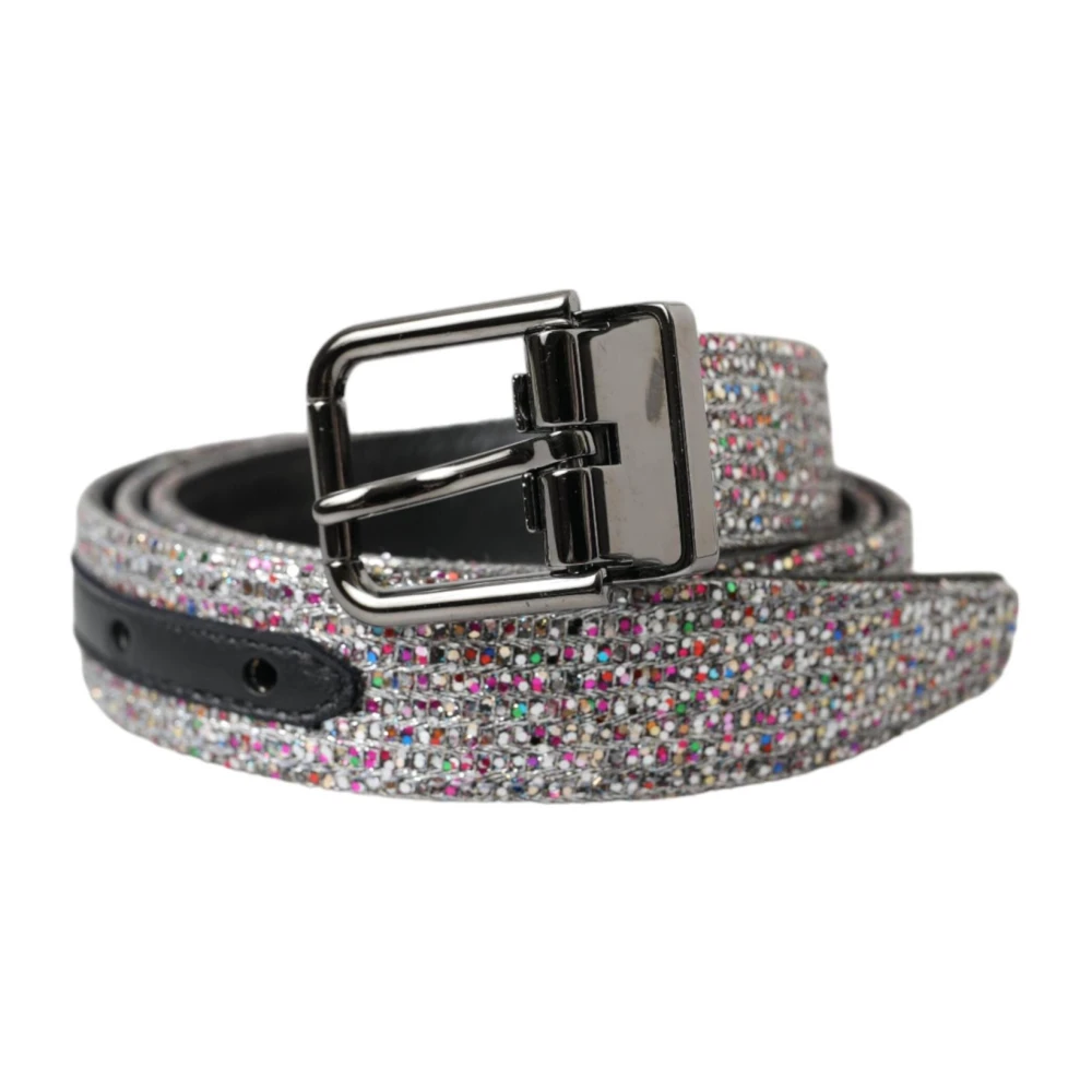 Dolce & Gabbana Men's Gray Metal Buckle Embellished Belt