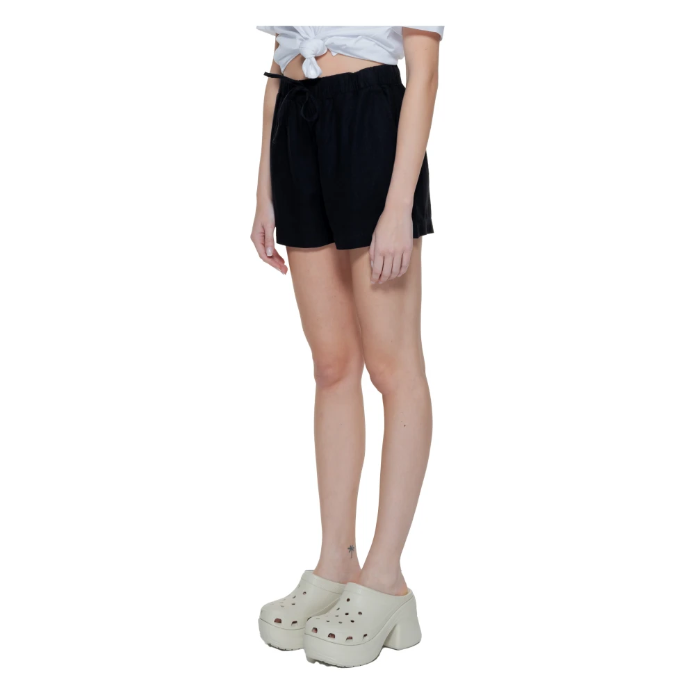 Only Linnen Pull-Up Shorts Black Dames