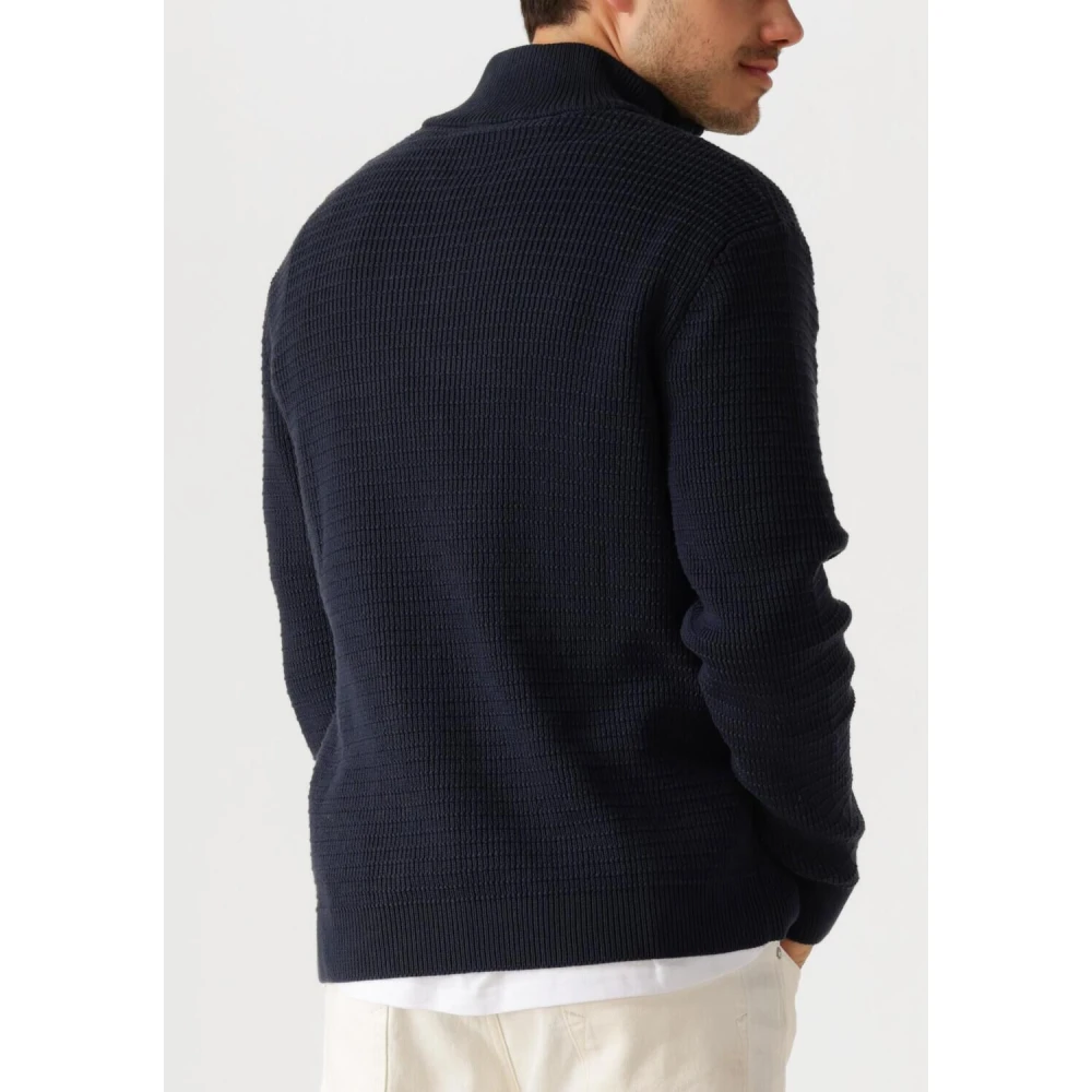 Selected Homme Zwarte Gebreide Half-Zip Trui Black Heren