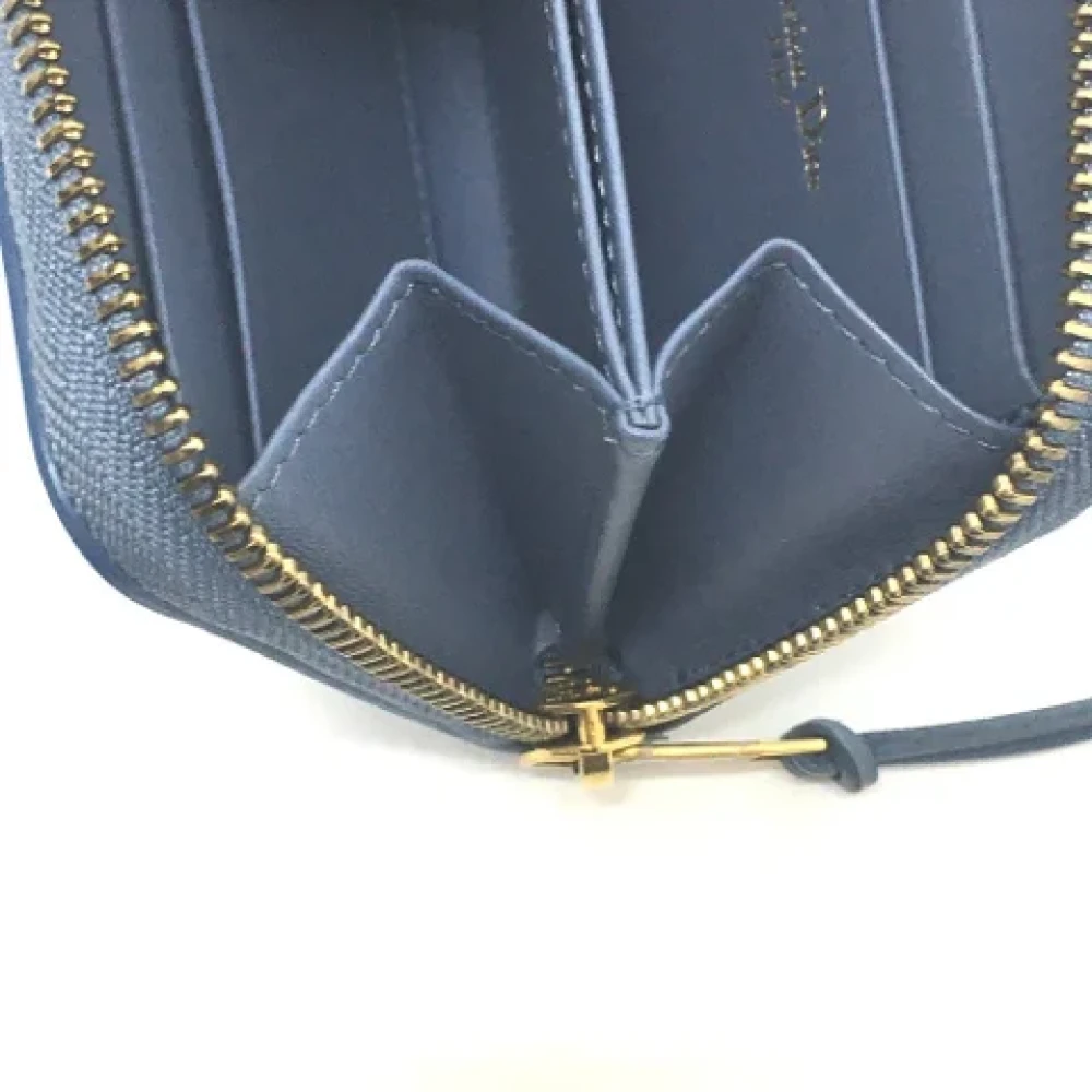 Dior Vintage Pre-owned Leather wallets Blue Dames
