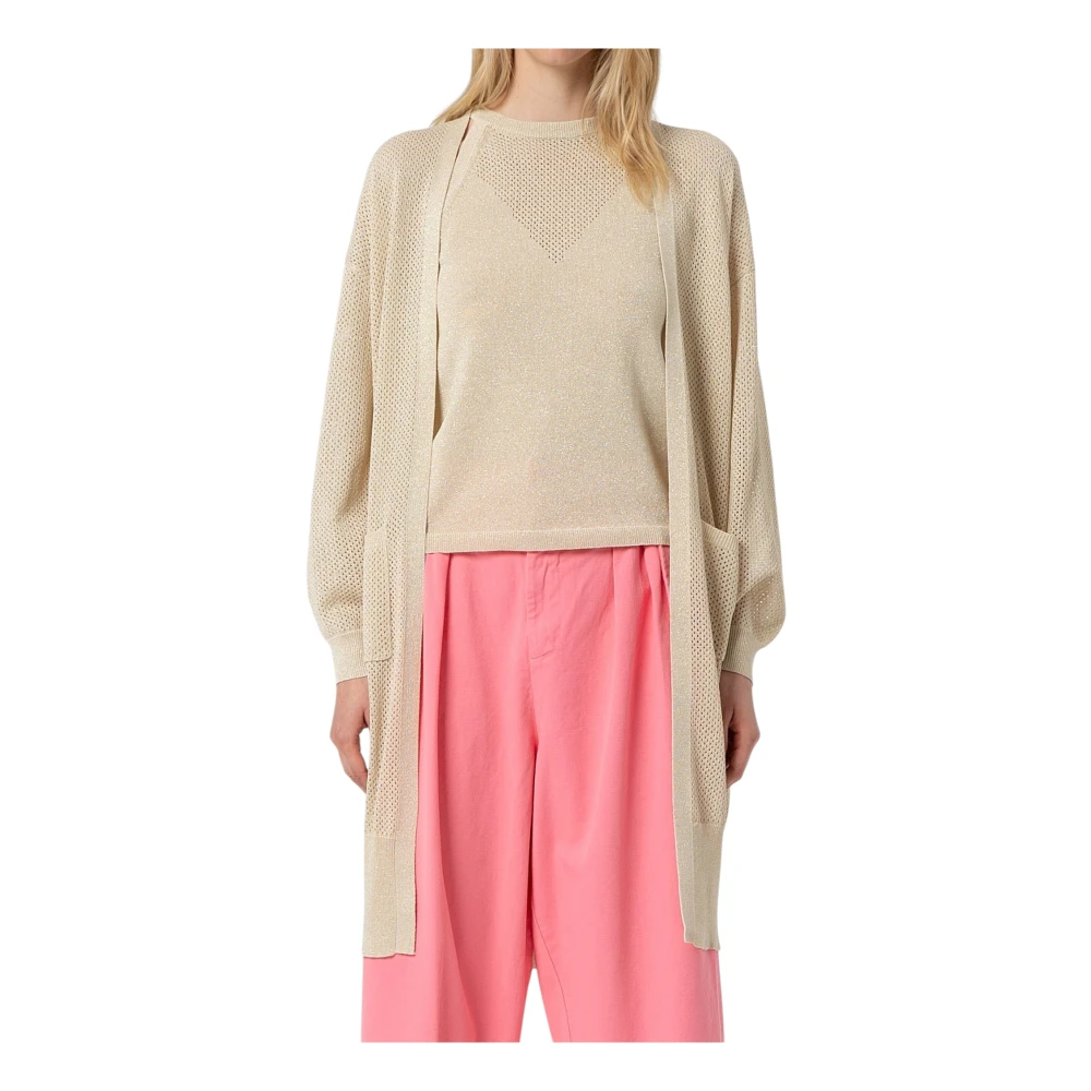 Fracomina Women's Beige Knitted Cardigan Regular Fit - Cardigans - Xl - Knitwear