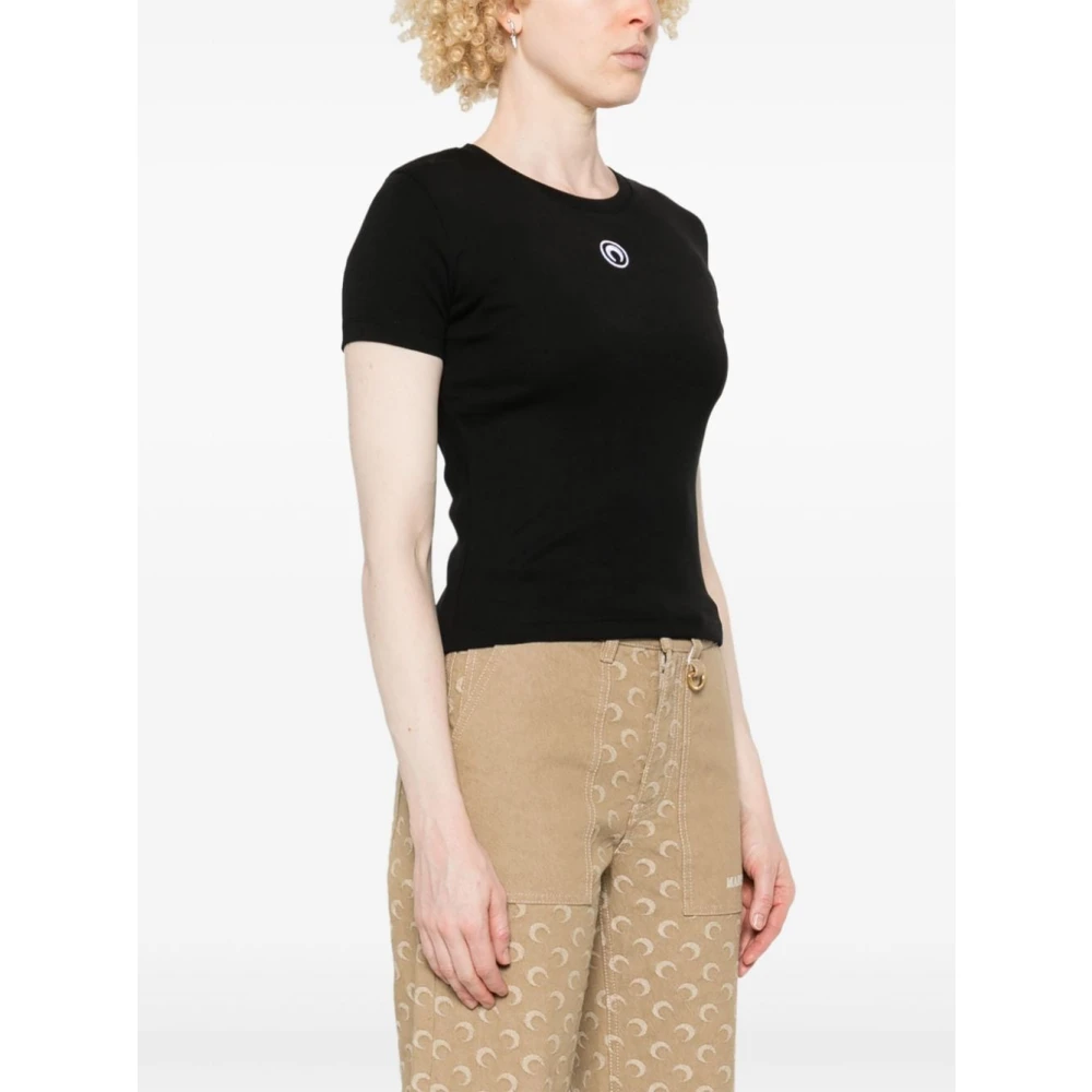 Marine Serre Zwarte T-shirt voor vrouwen Black Dames