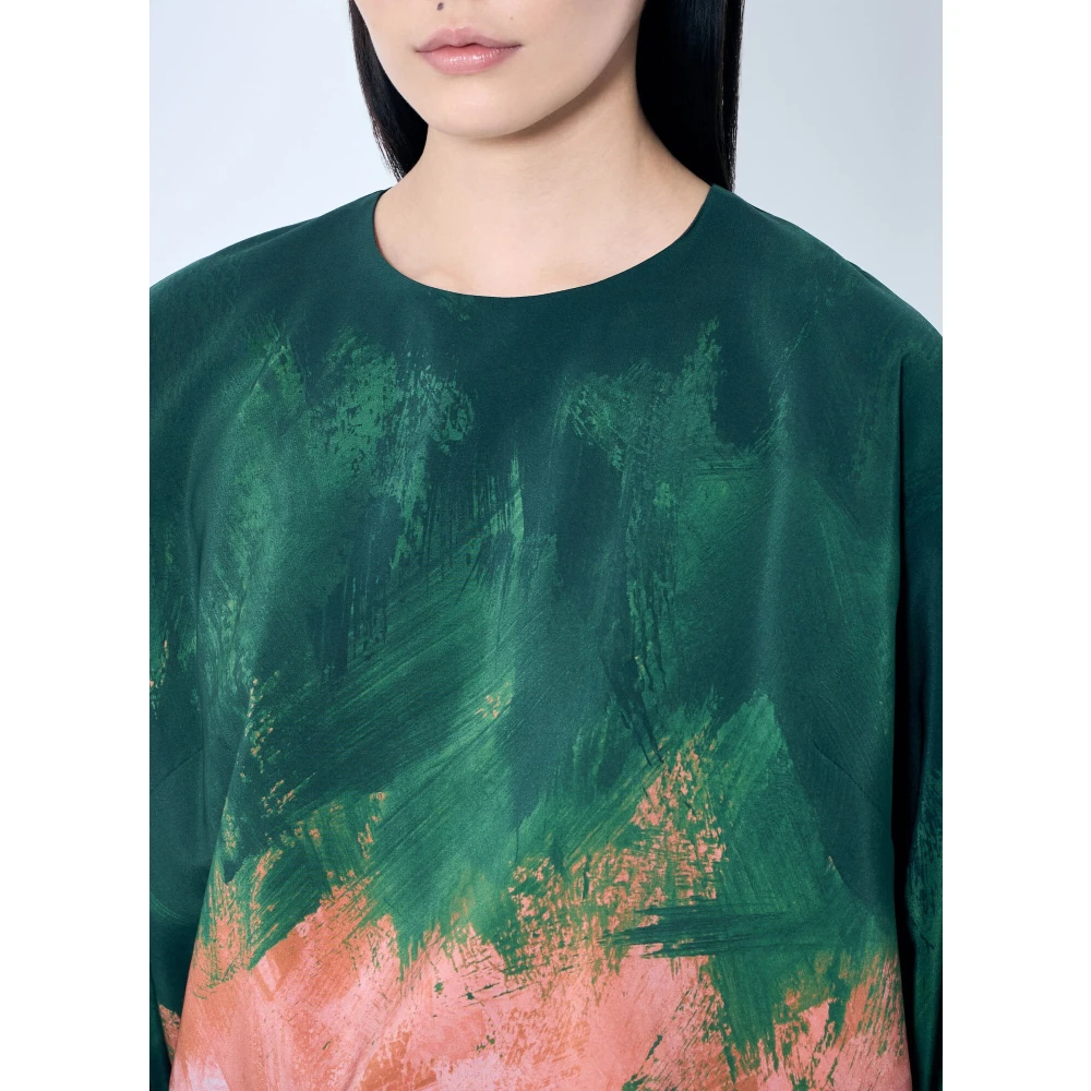 Dries Van Noten Zijdeblend Gedrukte Capo Blouse Multicolor Dames