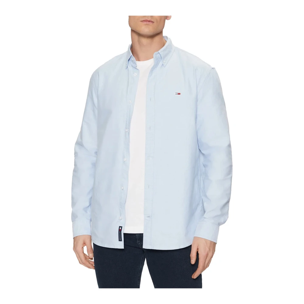 Tommy Jeans Blauw Logo Katoenen Overhemd Blue Heren