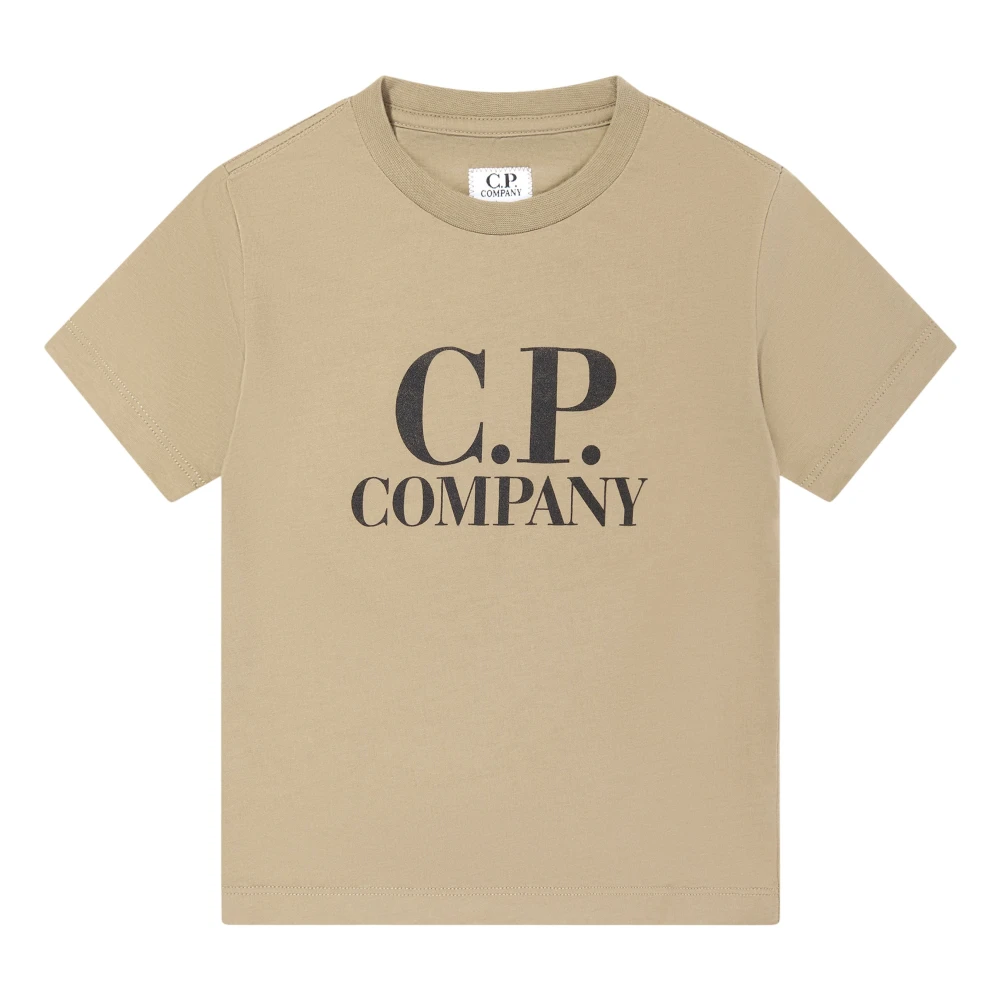 C.p. Company Boys Beige Kids Short Sleeve T-Shirts, 4 Y, 30/1 Jersey Back Goggle T-Shirt