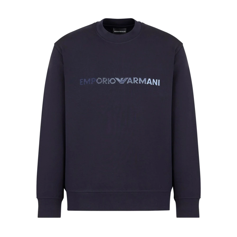Emporio Armani Logo-geborduurde sweatshirt Blue Heren