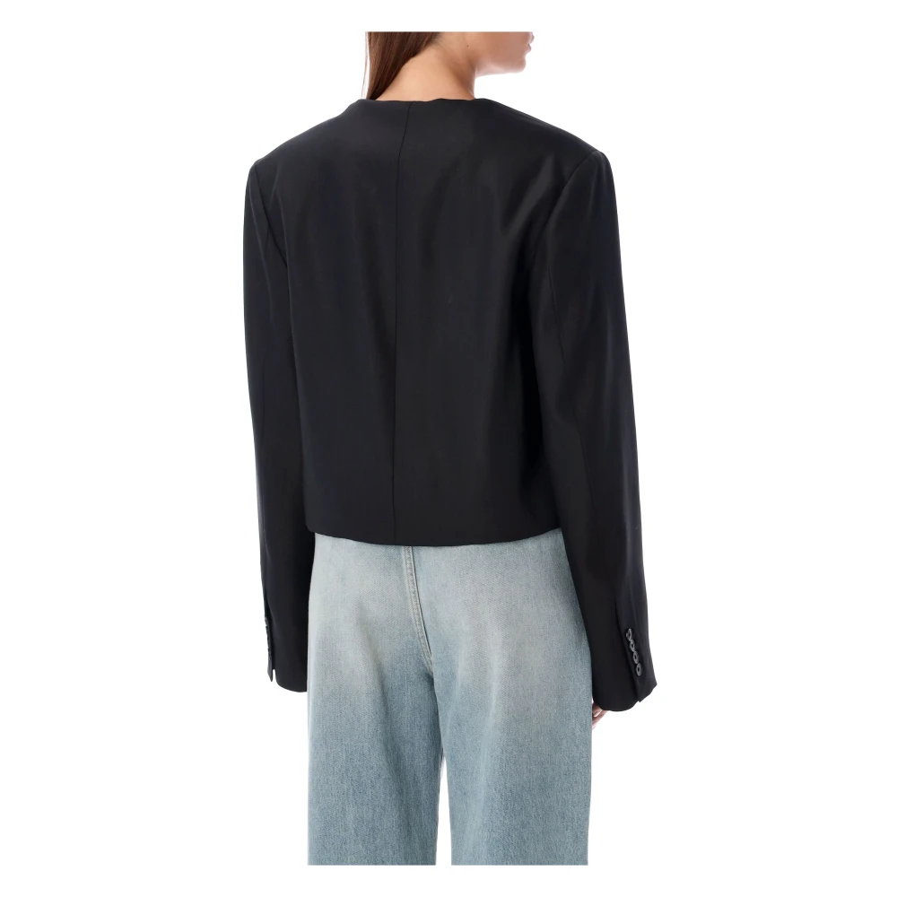 Loulou Studio Zwarte Wolblend Cropped Blazer Black Dames