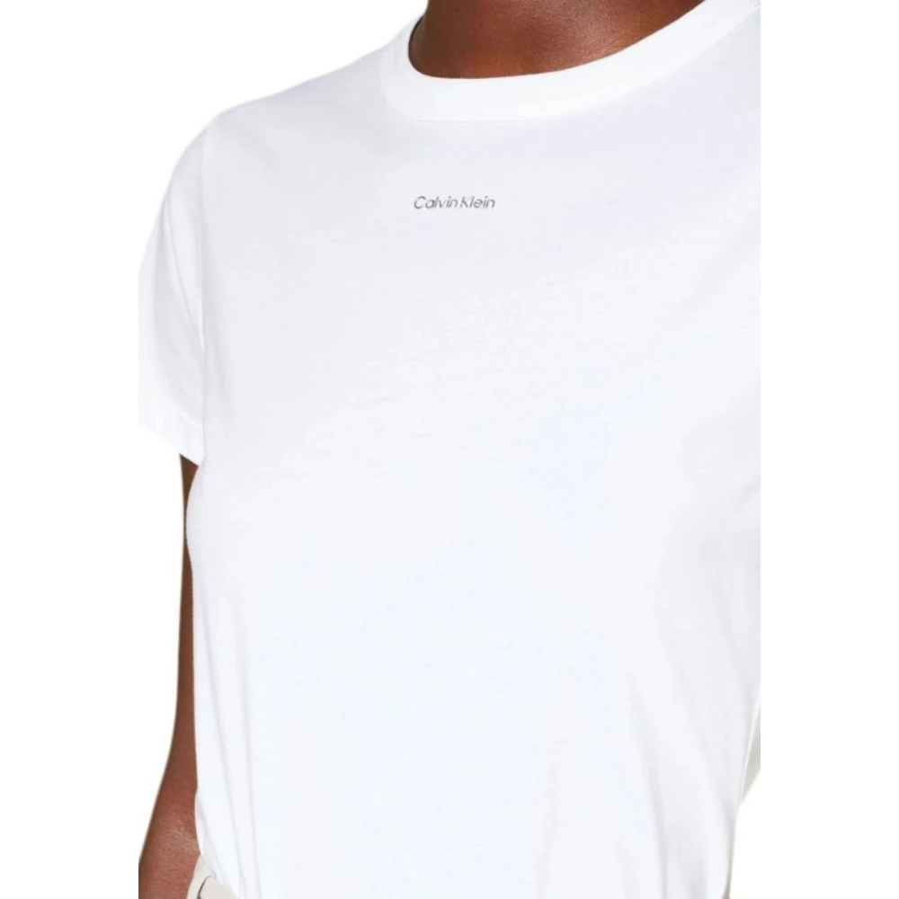 Calvin Klein Nano Logo Slim Tee voor Vrouwen White Dames