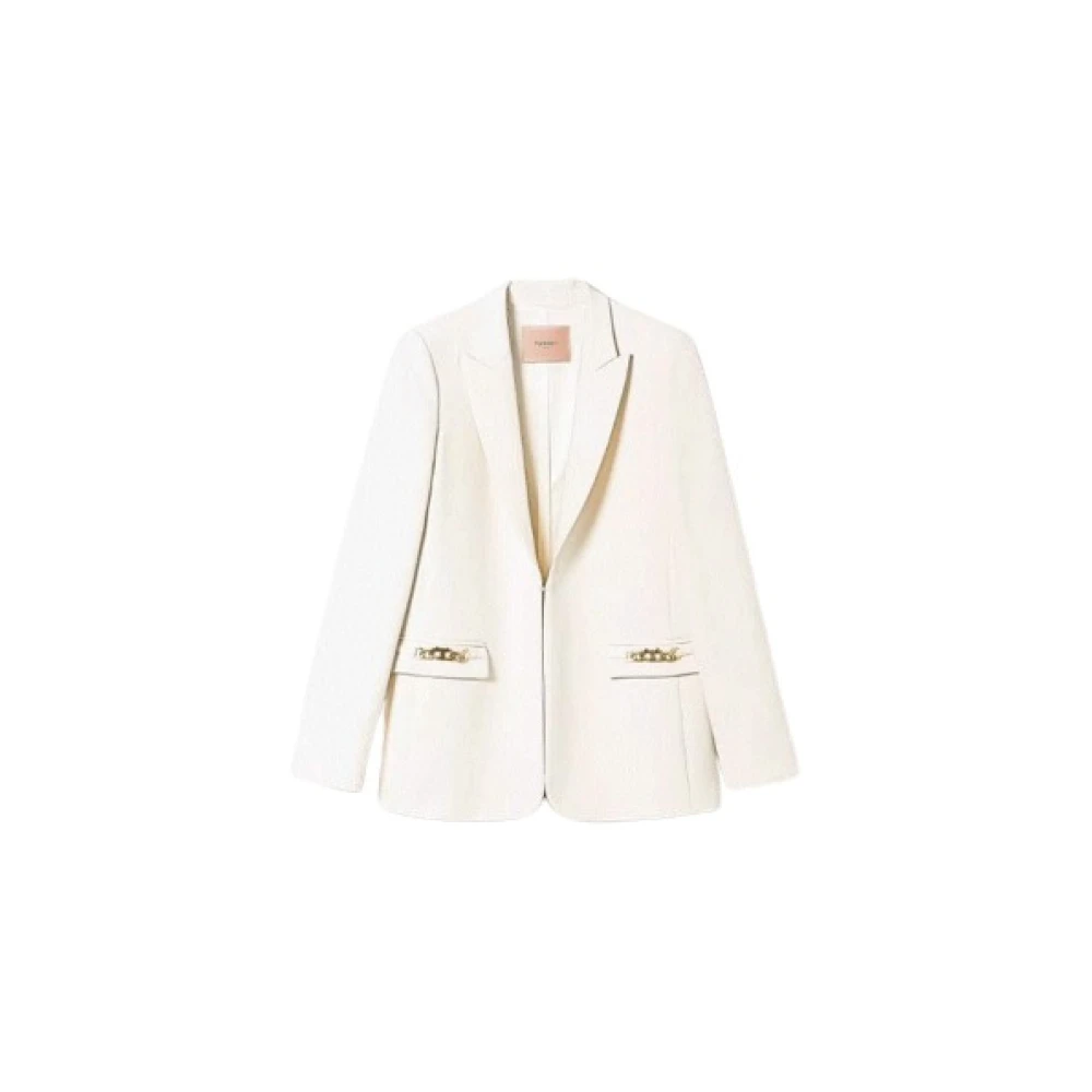 Twinset Women's Beige Blazers, S, Refined Blazer With Chain Details