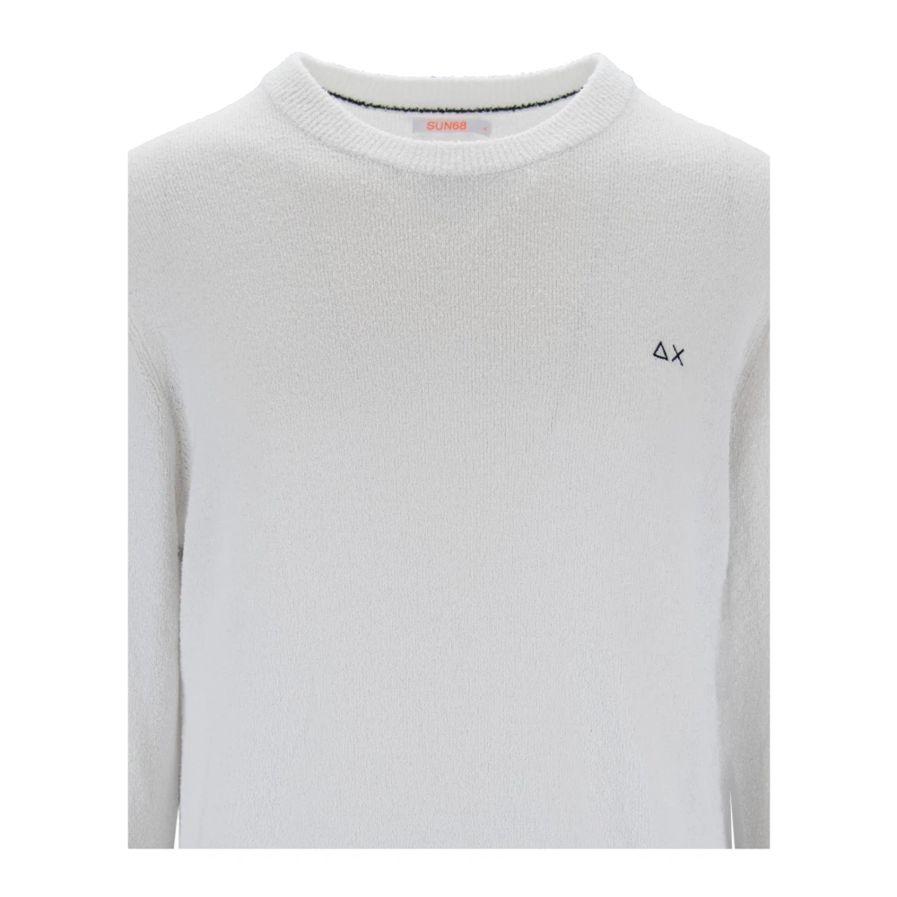 Sun68 Heren Pullover Sweater met Logo Borduursel White Heren