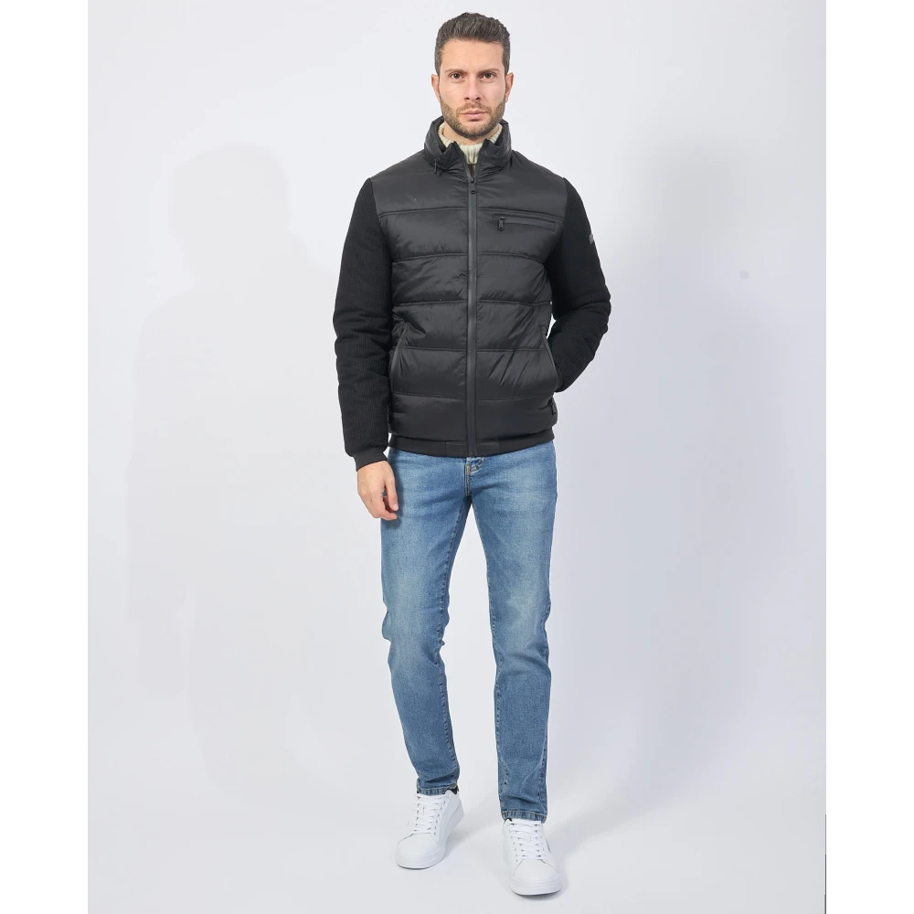 YES ZEE Zwarte Gewatteerde Gebreide Mouwjas Black Heren