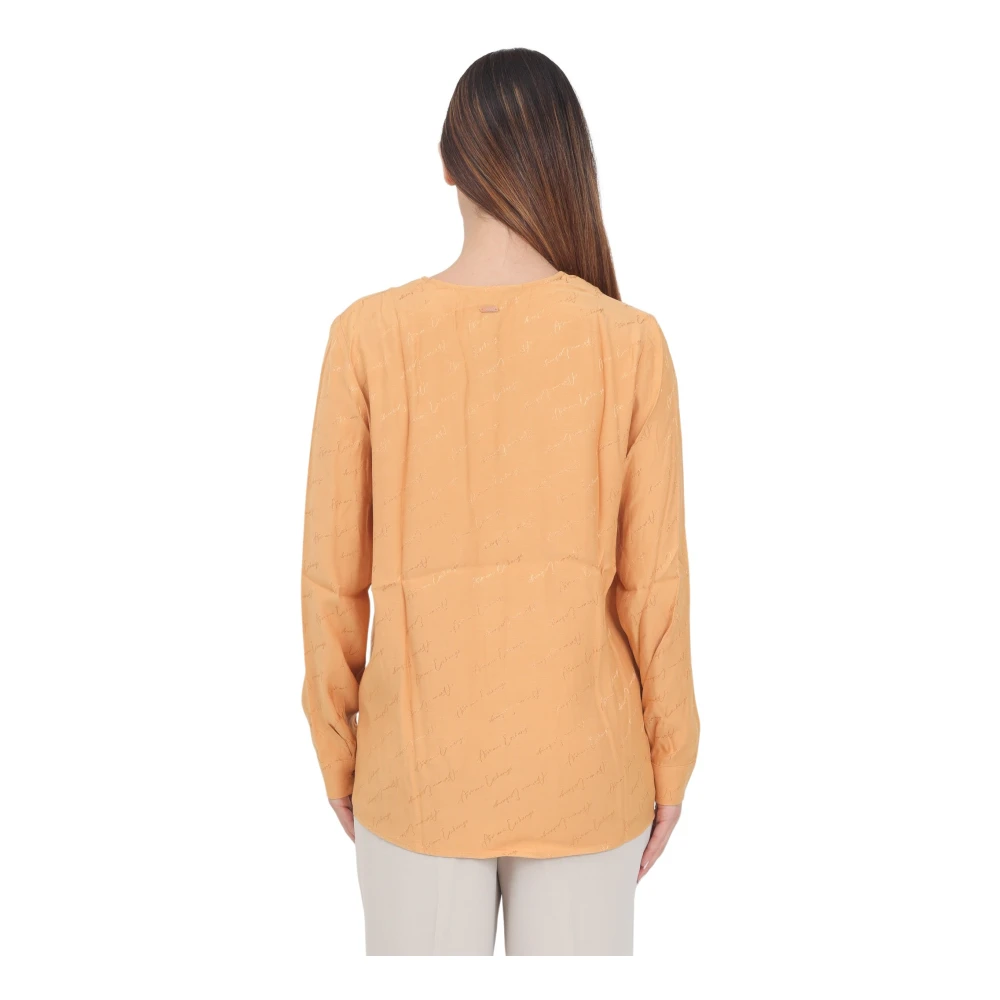 Armani Exchange Elegante Oranje Signature Print Blouse Orange Dames