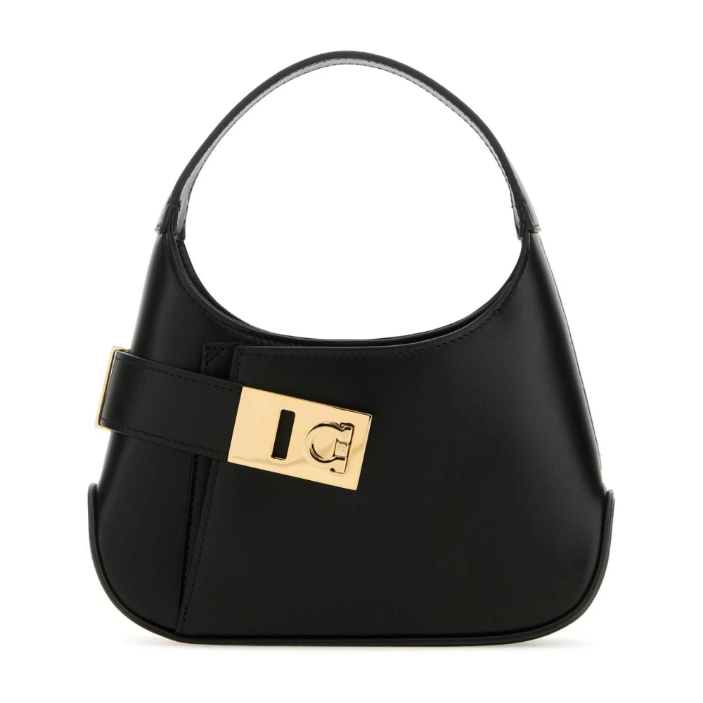Salvatore Ferragamo Zwarte leren Hobo Mini Handtas Black Dames
