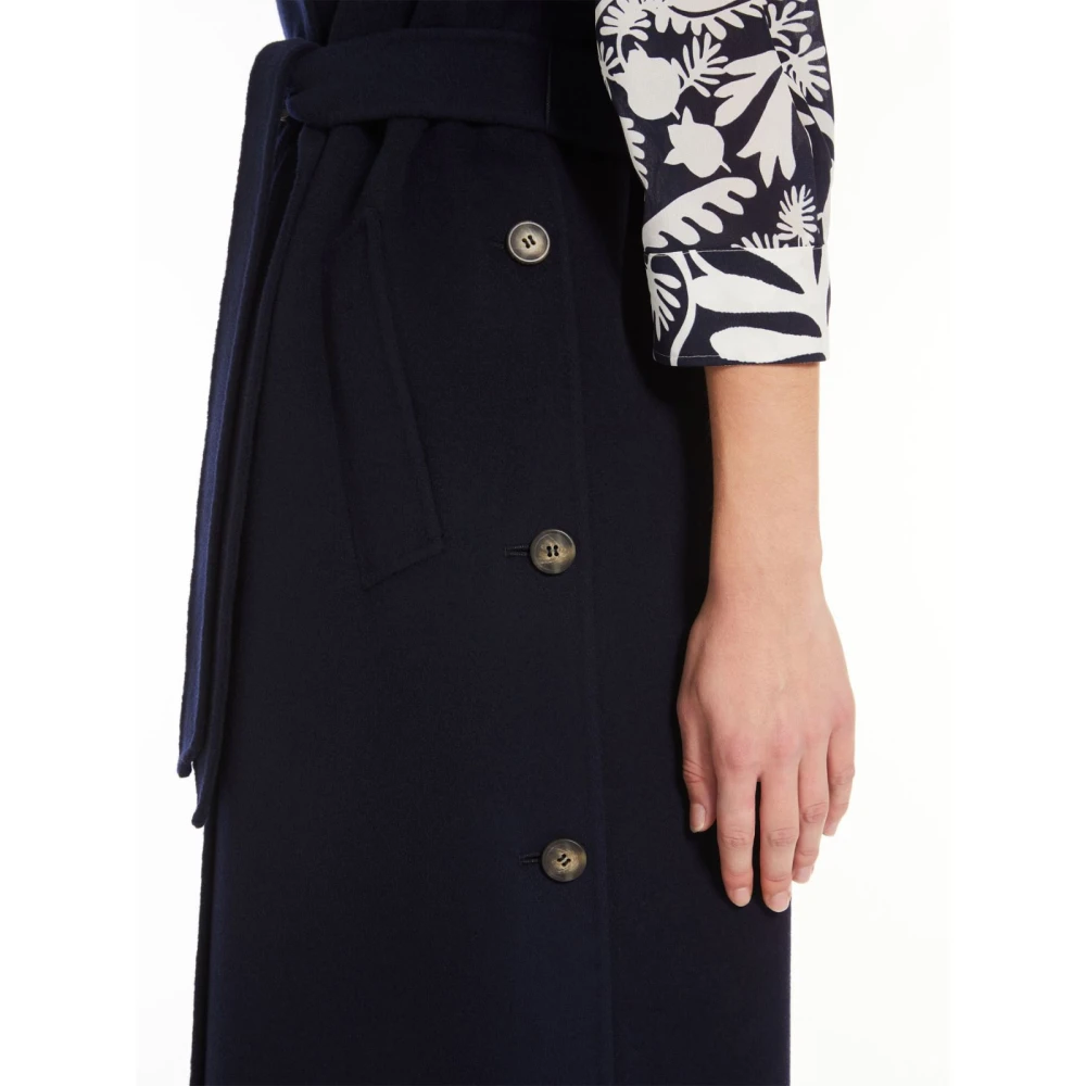 Max Mara Weekend Blauwe Wol Double-Breasted Jas Blue Dames
