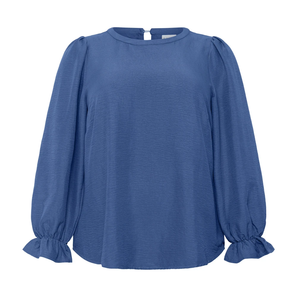 Kaffe Curve Blauwe Ronde Hals Blouse Effen Blue Dames