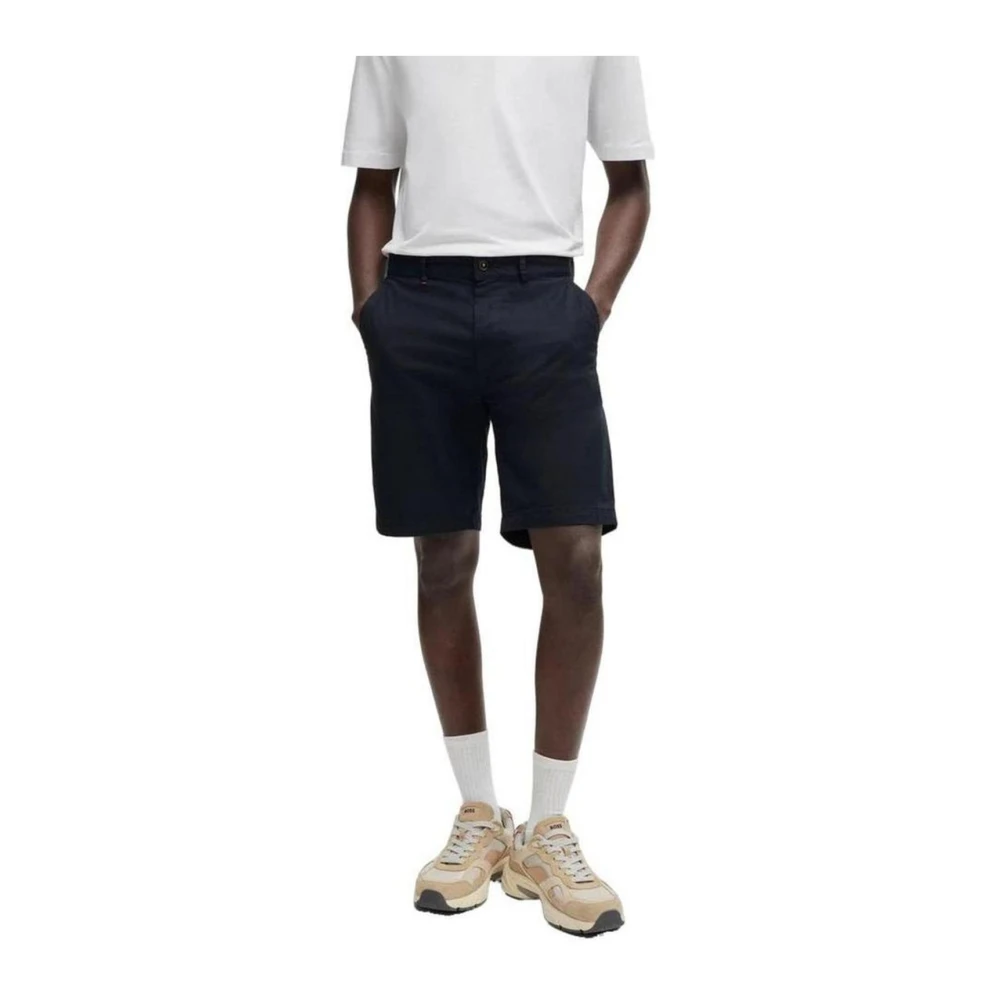 Hugo Boss Blauwe Katoenen Bermuda Shorts voor Mannen Blue Heren