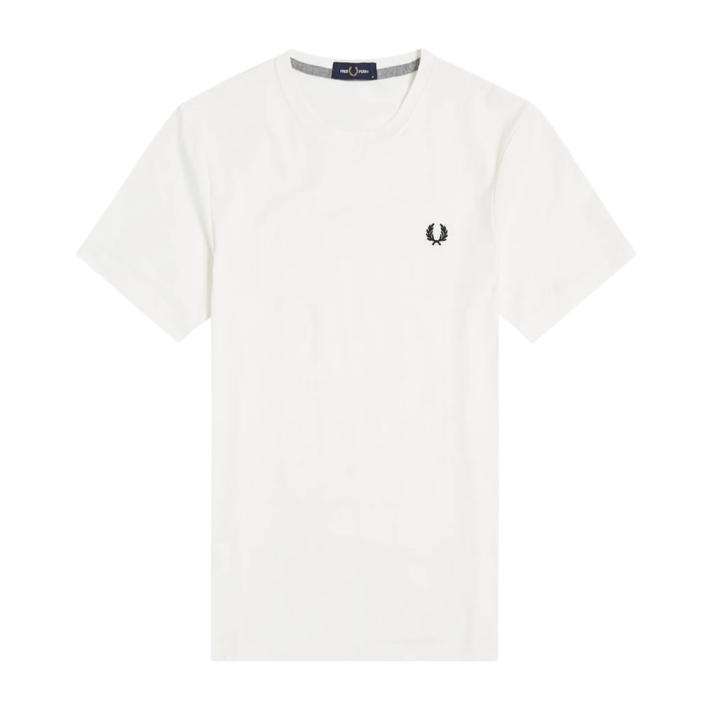 Fred Perry Men's White T-Shirts, L, Crew Neck T-Shirt