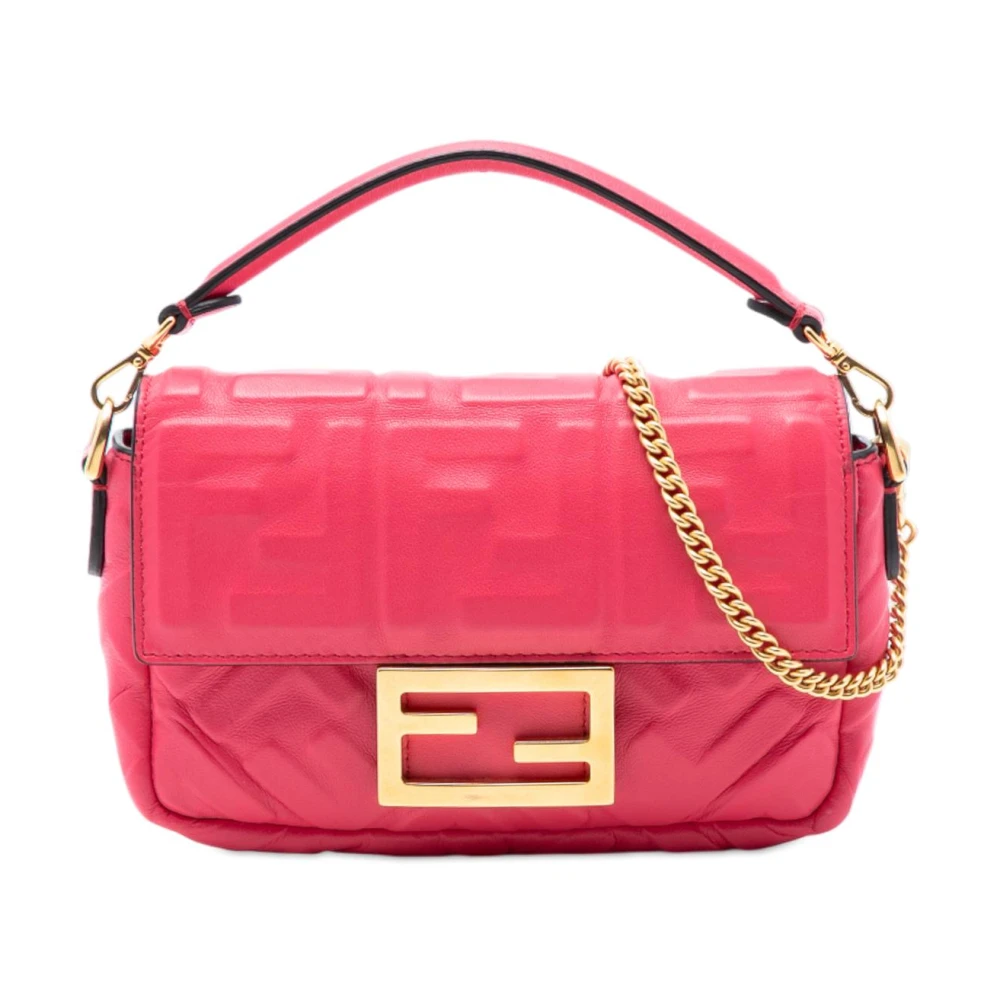 Fendi Vintage Women's Pink Vintage Handbags, One Size, Pre-Owned Leather Shoulder Bag