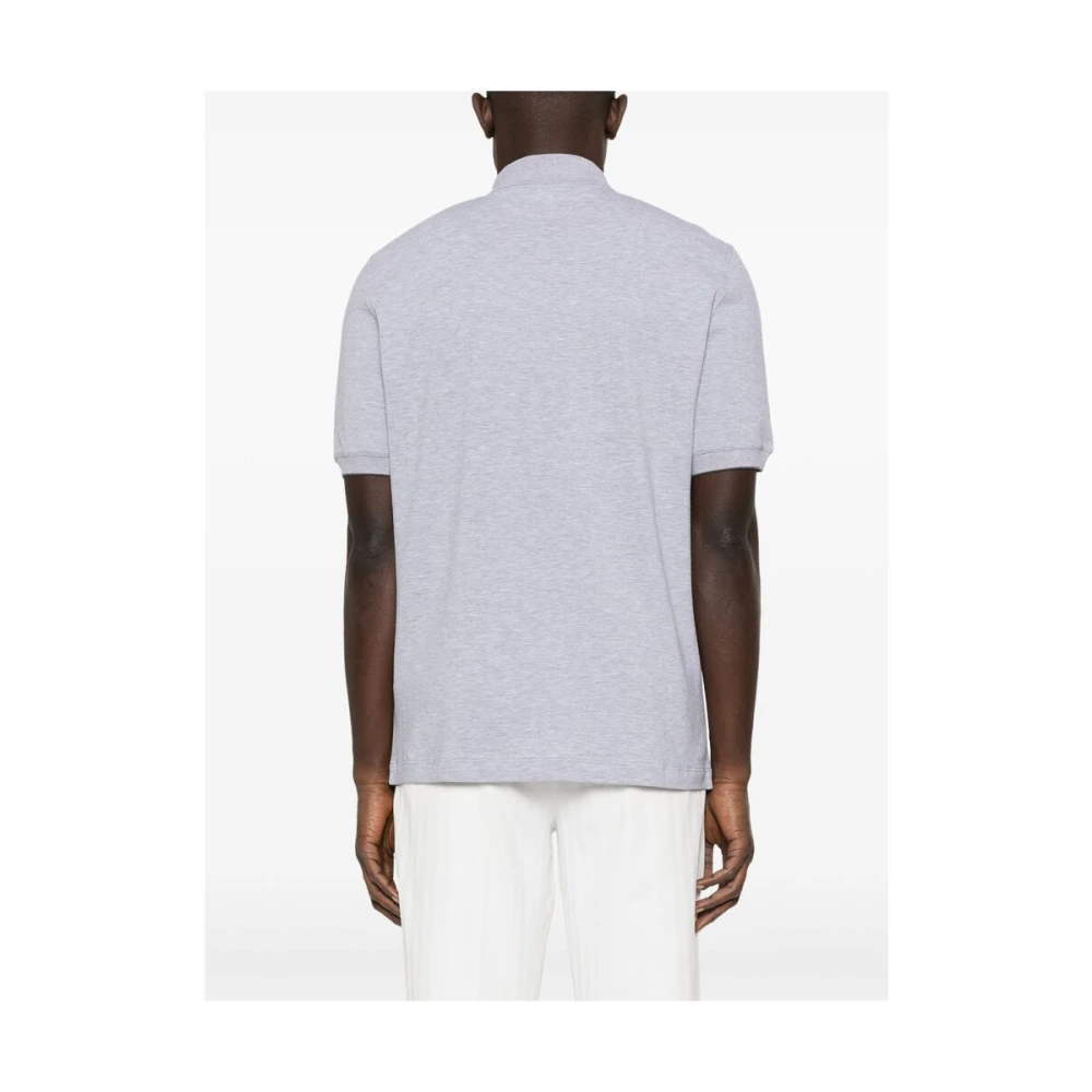 BRUNELLO CUCINELLI Lichtgrijze Polo Sweater Korte Mouwen Gray Heren