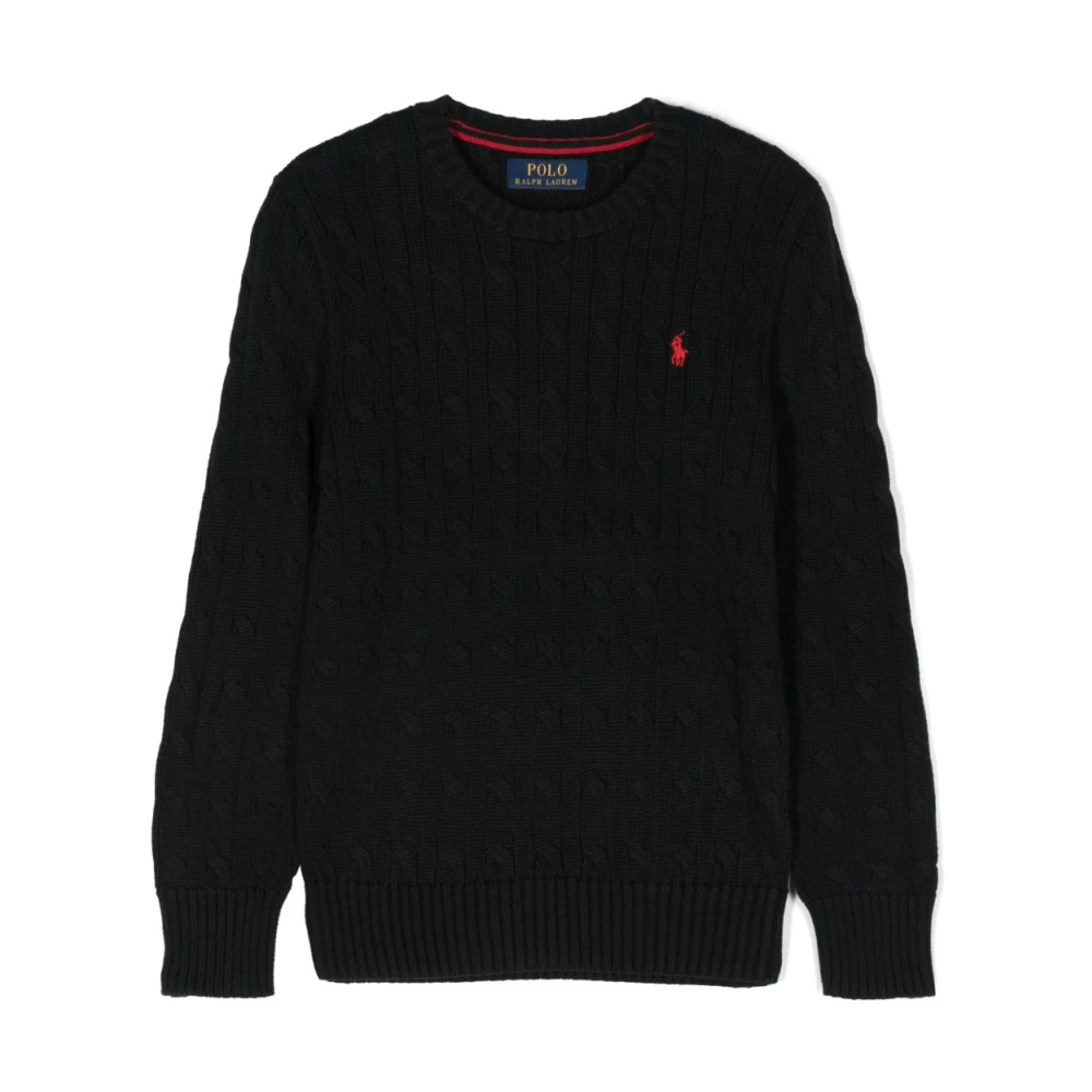 Polo Ralph Lauren Boys Black Kids Sweater With Pony Embroidery