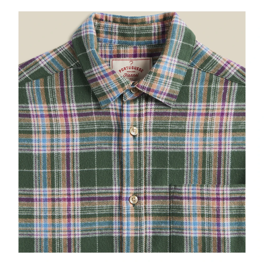 Portuguese Flannel Zachte Katoenen Geruite Overhemd Green Heren