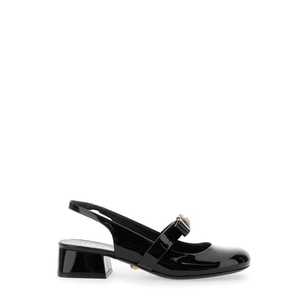 Versace Zwarte ballerina schoenen met hak Black Dames