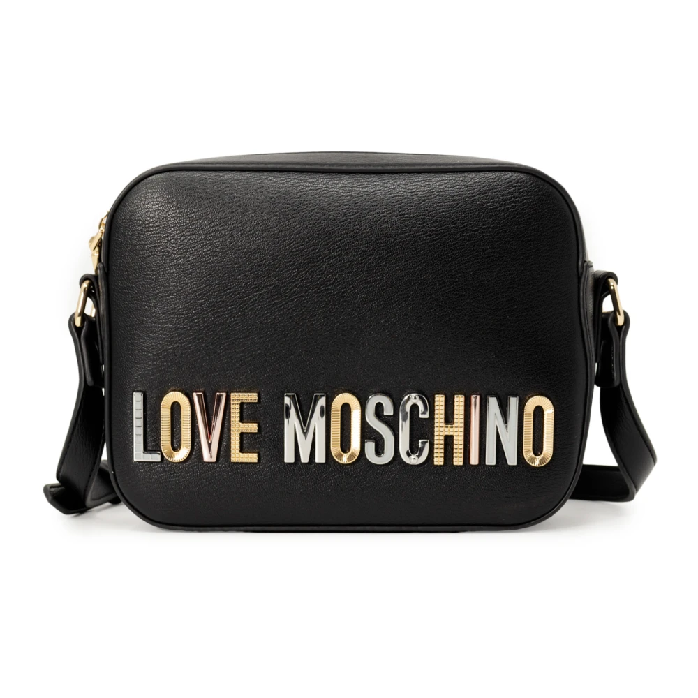 Love Moschino Logo Crossbody Tas met Rhinestones Black Dames