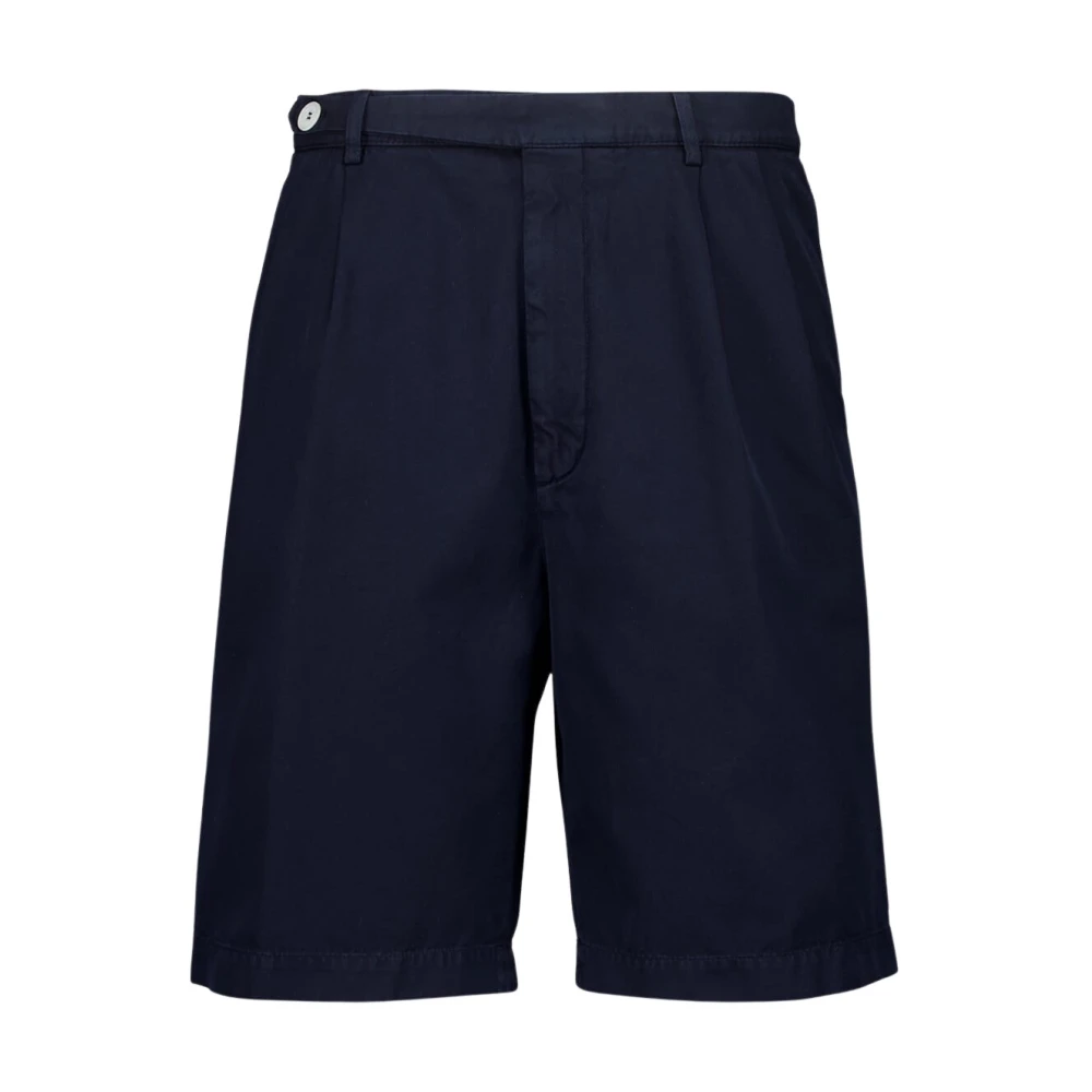 Brunello Cucinelli Uomo Blu Bermuda Sartoriali In Cotone Tessuto