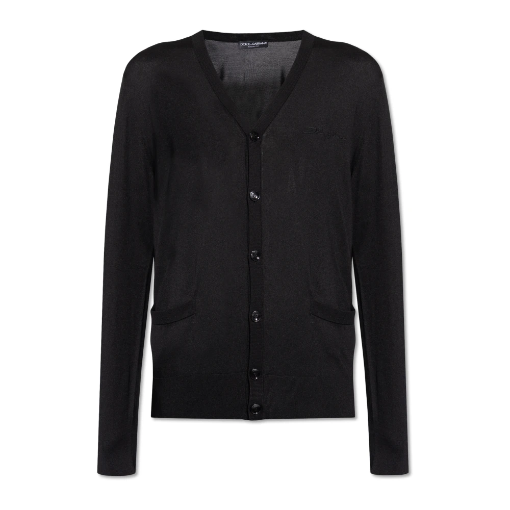 Dolce & Gabbana Stijlvolle Cardigan met Gxv30Zjbsjsn0000 Detail Black Heren