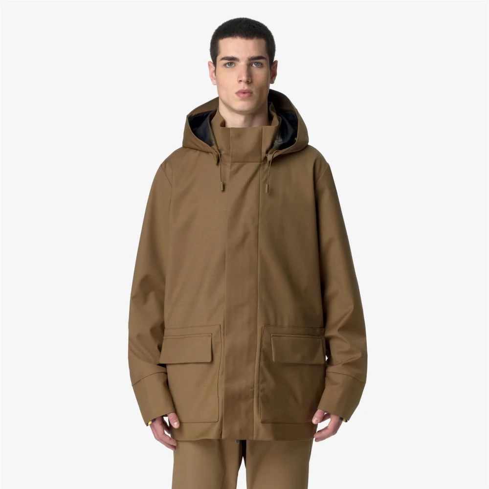K-way Tech Wool Blend Jas met capuchon Brown Heren