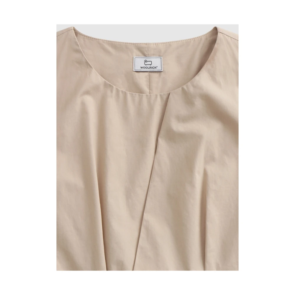 Woolrich Geplooide Katoenen Korte Jurk Beige Dames