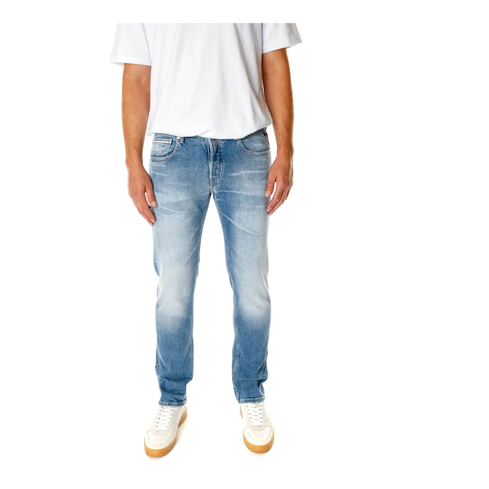 Replay Straight Fit Jeans met middelhoge taille Blue Heren