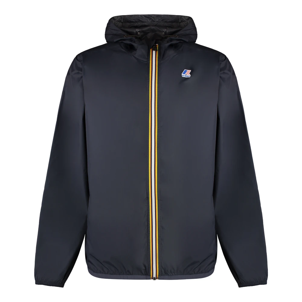 K-Way Men's Blue Packable Hooded Nylon Jacket - Light Jackets - Xl - Jackets