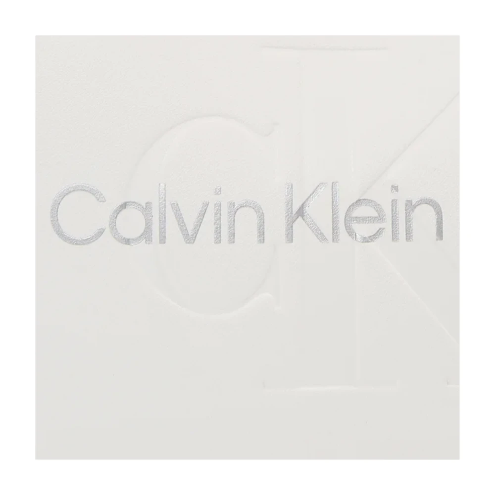 Calvin Klein Geëmbosseerde Logo PU Leren Schoudertas White Dames