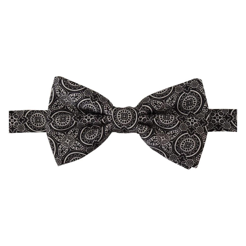 Dolce & Gabbana Elegante zwarte zijden vlinderdas Multicolor Heren