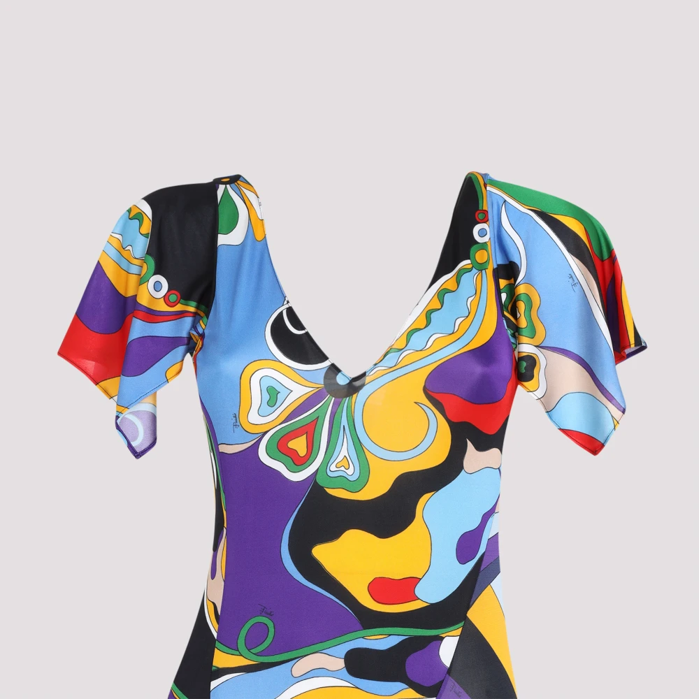 EMILIO PUCCI Elegante Rode Lange Jurk Multicolor Dames