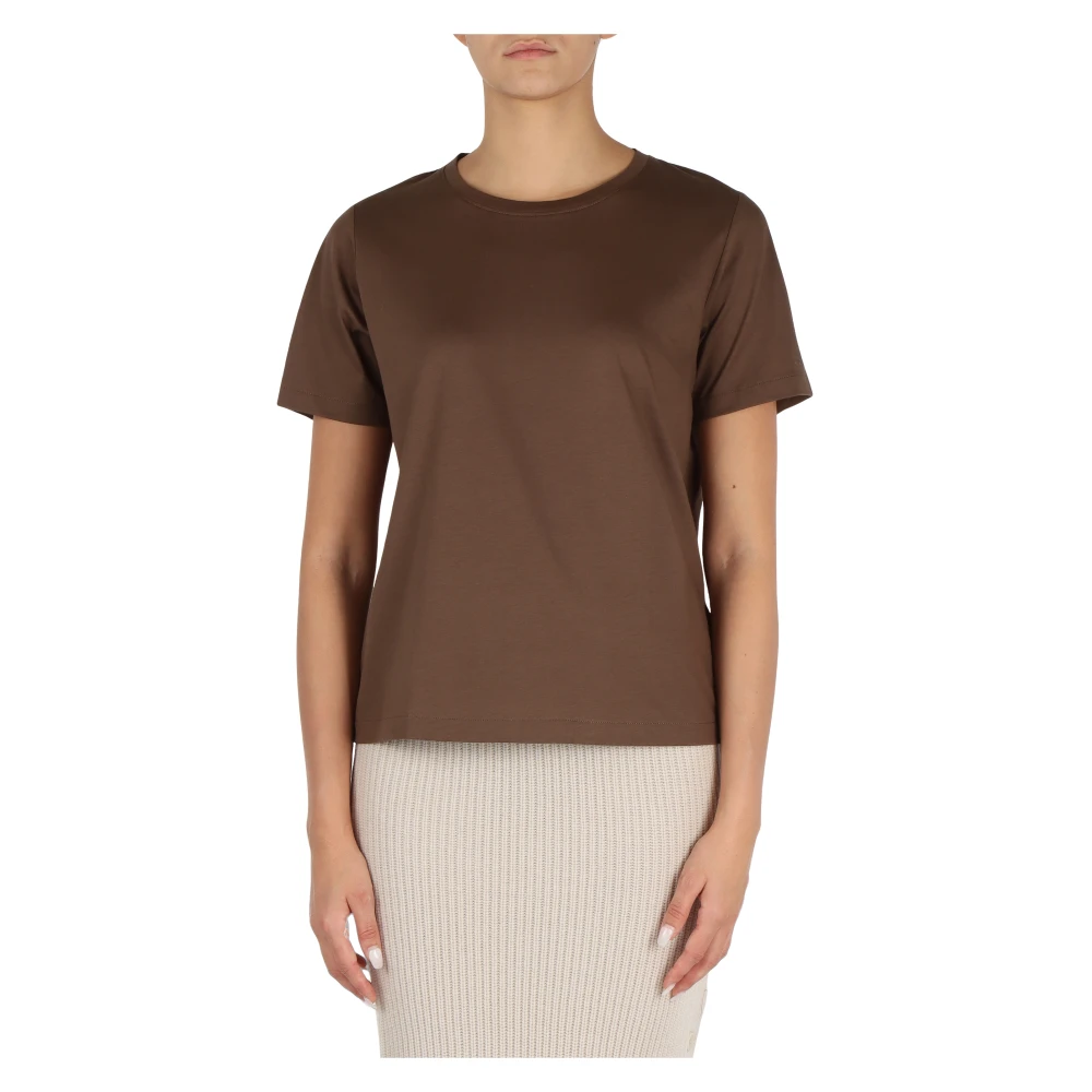 Calvin Klein Katoenen T-shirt met Logo in reliëf Brown Dames