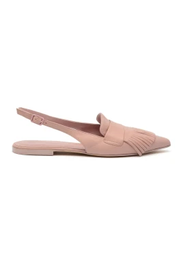 Ballerinaskor i läder med slingback