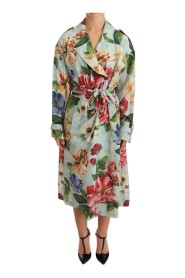 Multicolor Double Breasted Floral Trench Coat Jacket