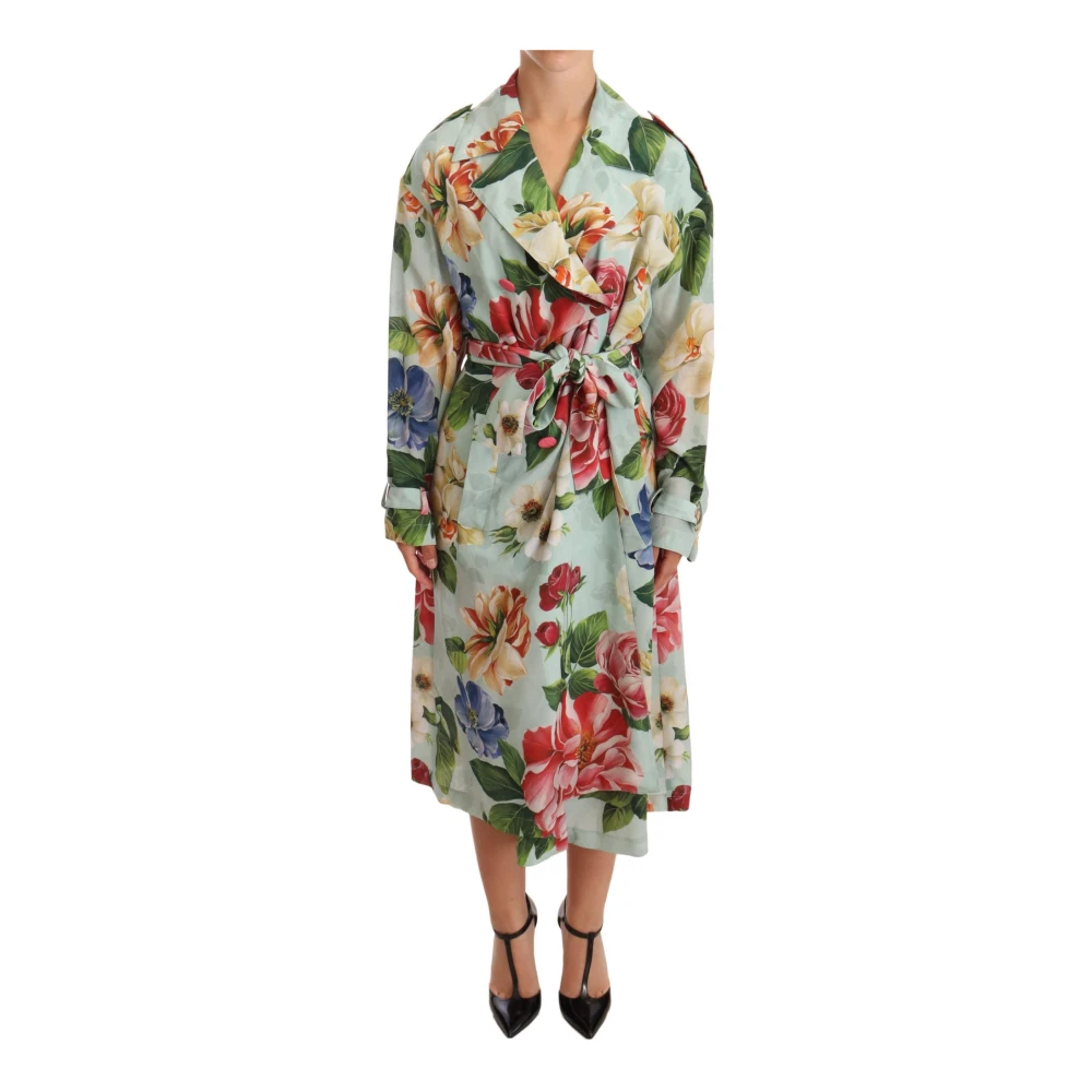 Dolce & Gabbana Women's Floral Double Breasted Trench Coat
