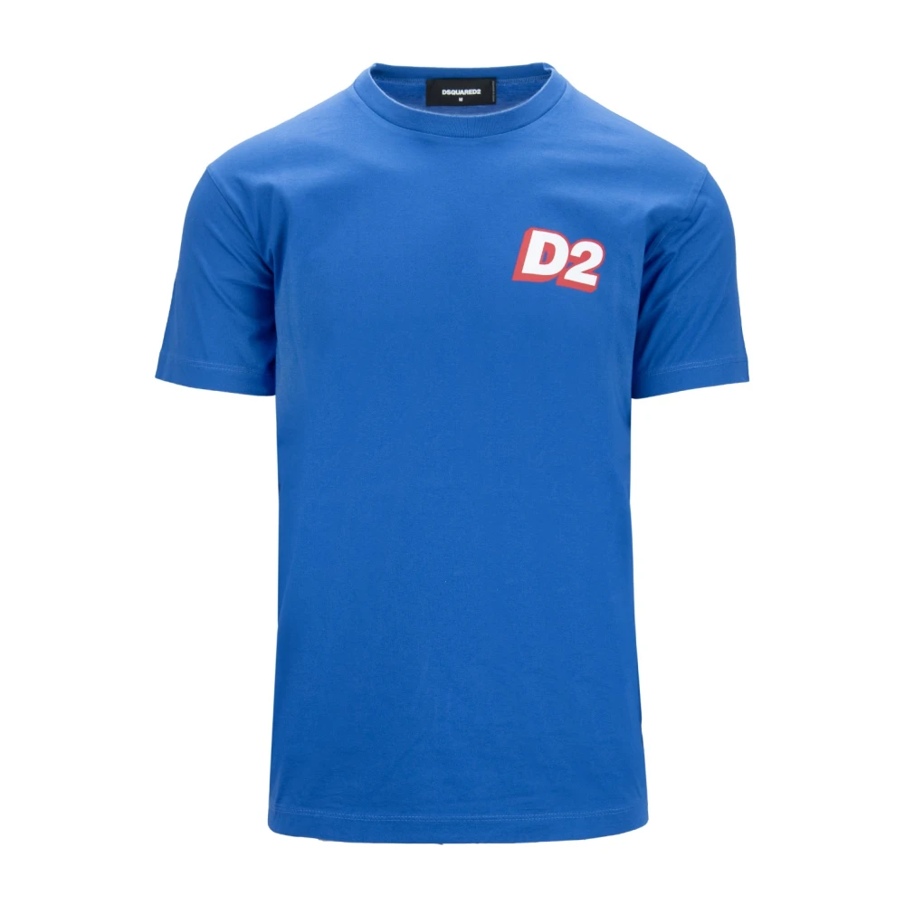 Dsquared2 Men's Blue T-Shirts, S, Slip-On T-Shirt With Logo Print