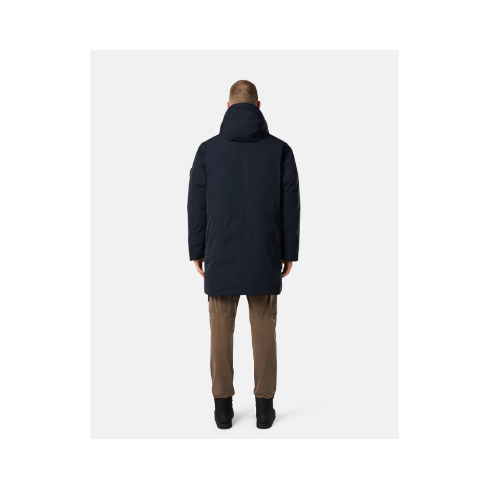 Stone Island Navy Blauwe Lange Dons Parka Blue Heren