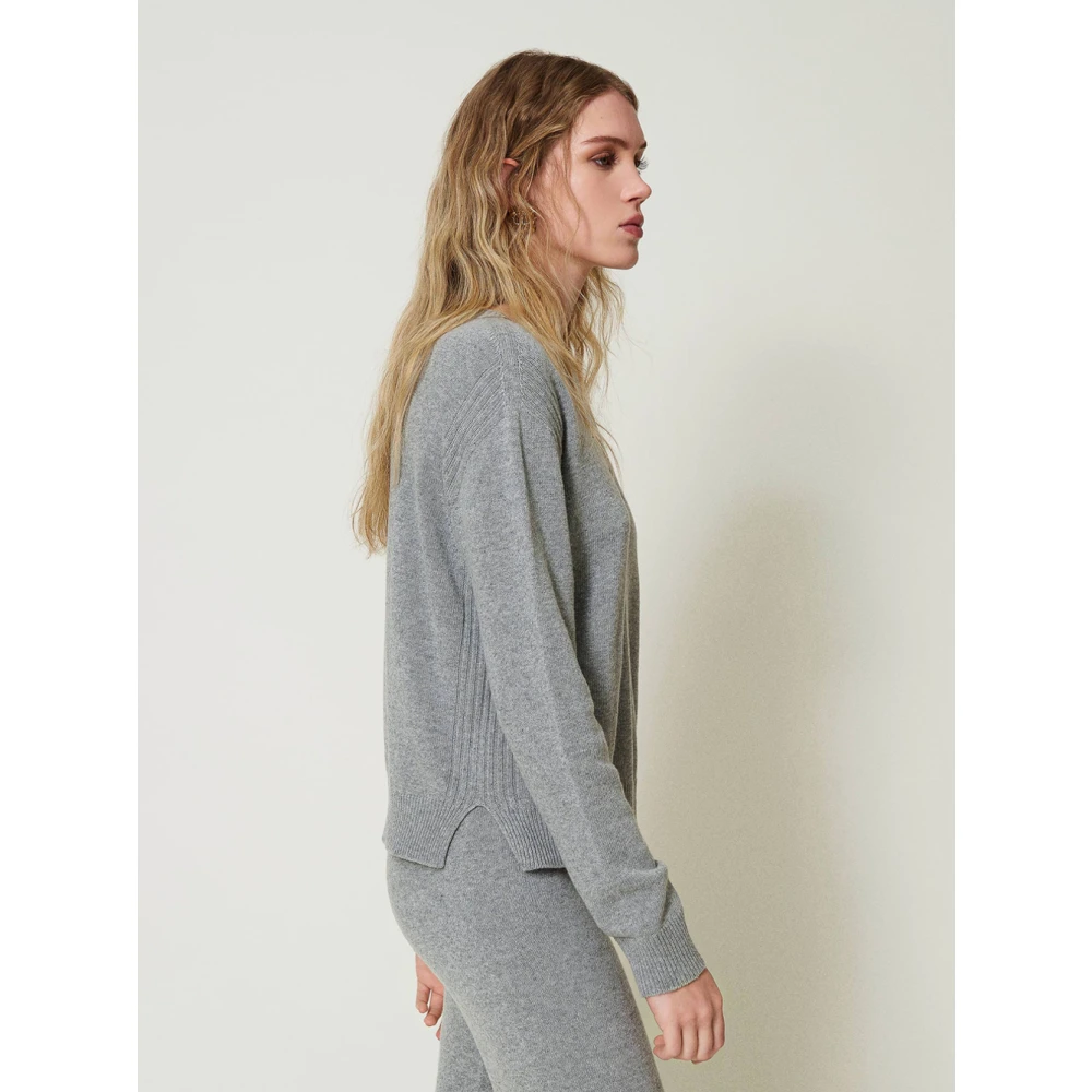 Twinset Melange Grijs Wollen Trui Gray Dames