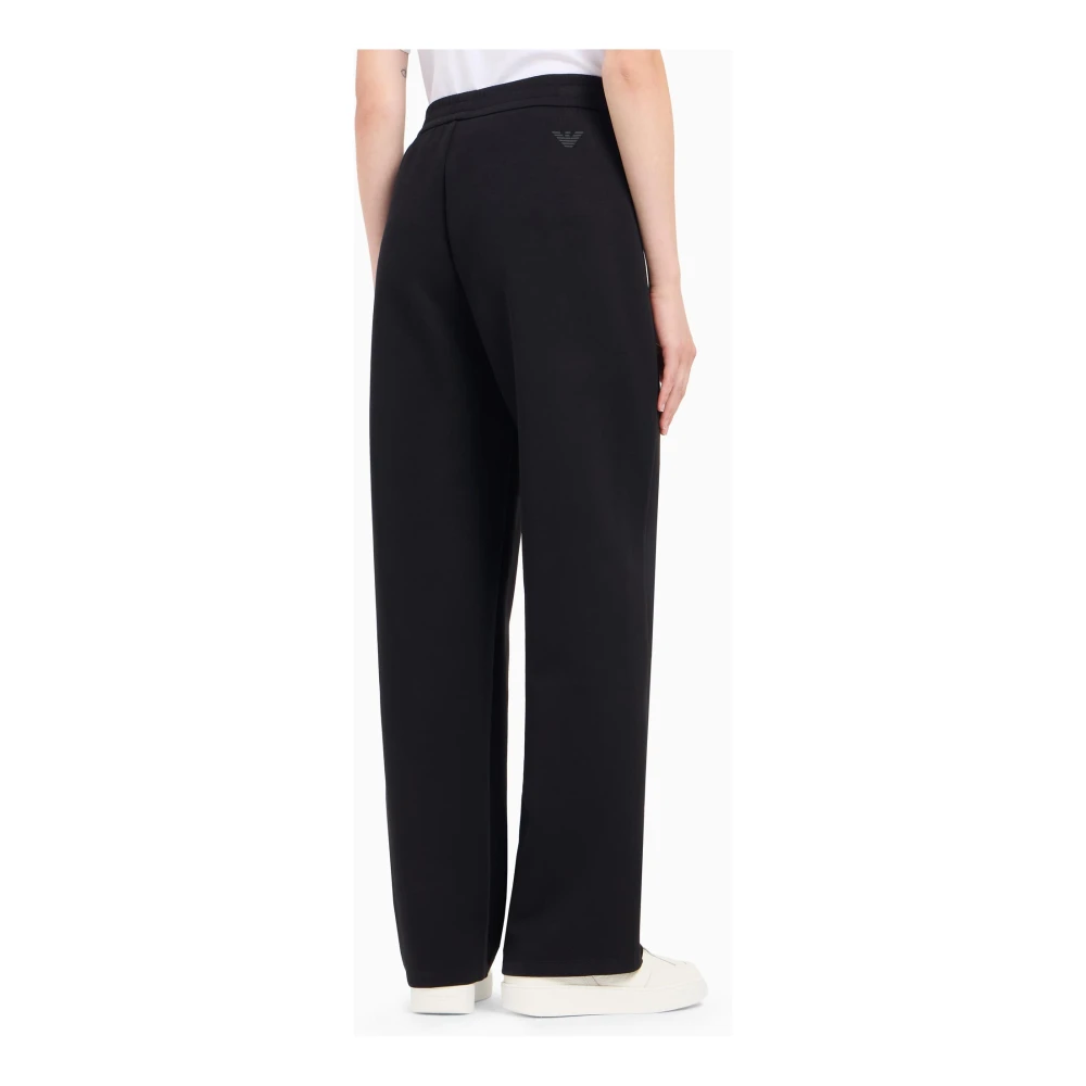 Emporio Armani Zwarte Broek Dubbele Jersey Elastische Taille Black Dames