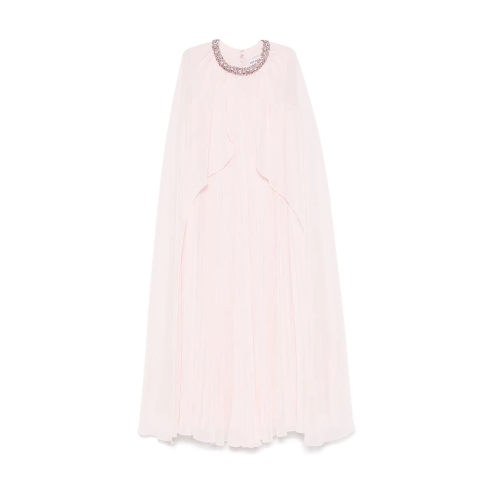 Self Portrait Kristalversierde Roze Plissé Jurk Pink Dames