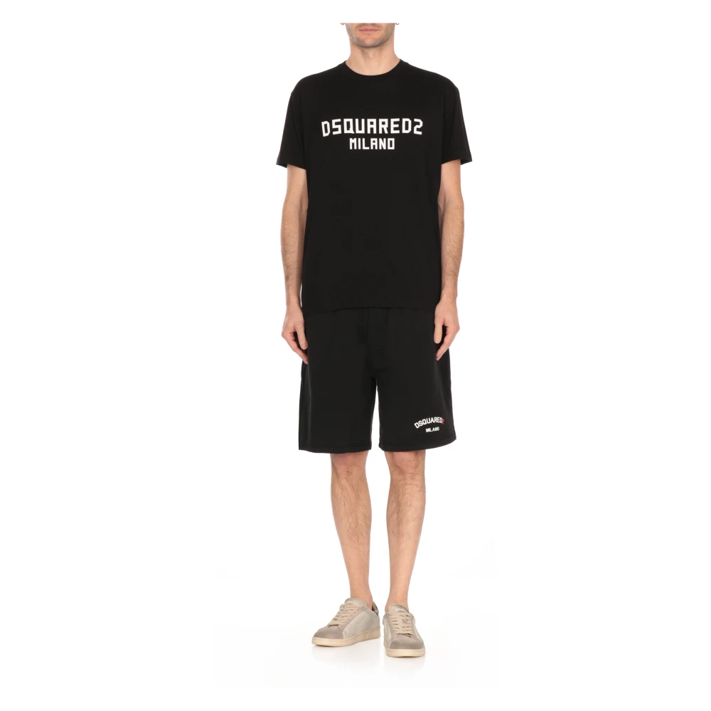 Dsquared2 Zwarte Katoenen T-shirt met Logo Black Heren