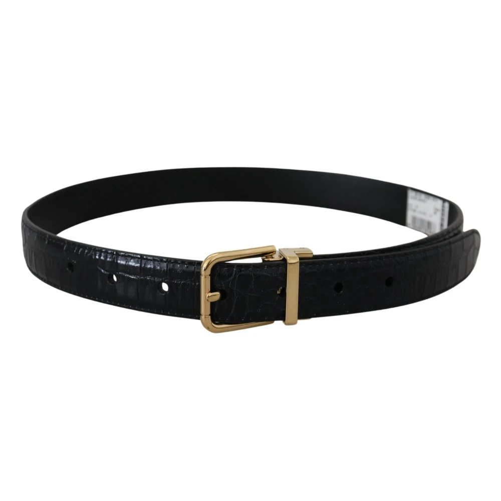 Dolce & Gabbana Zwarte exotische leren riem met gouden gesp Black Heren